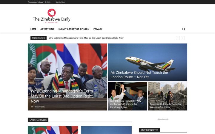 Skærmbillede af thezimbabwedaily.com