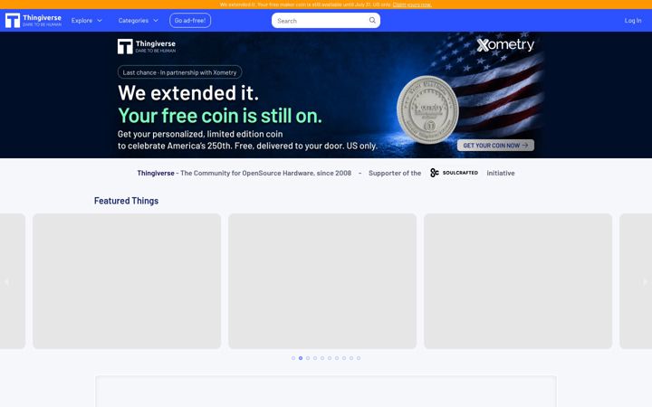 Screenshot di thingiverse.com