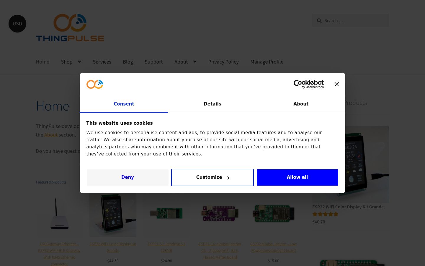 Screenshot of the consent banner shown before any interaction