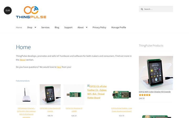 Screenshot of thingpulse.com