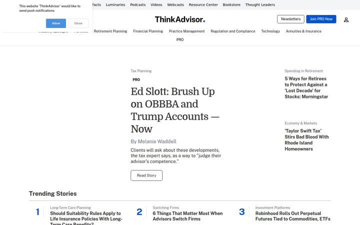 Screenshot of thinkadvisor.com