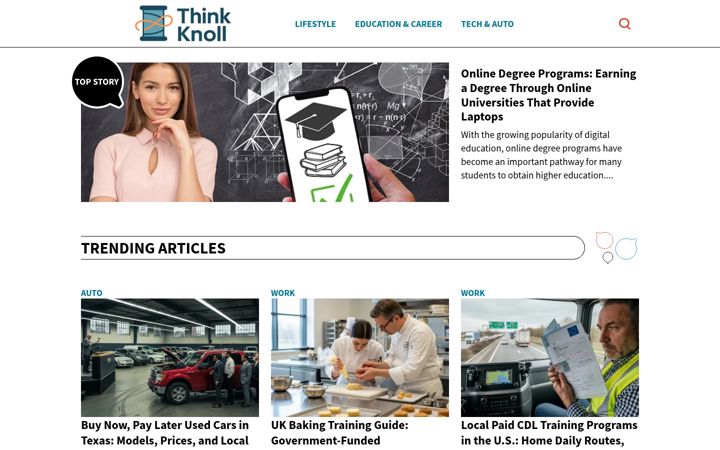 Screenshot of thinkknoll.com