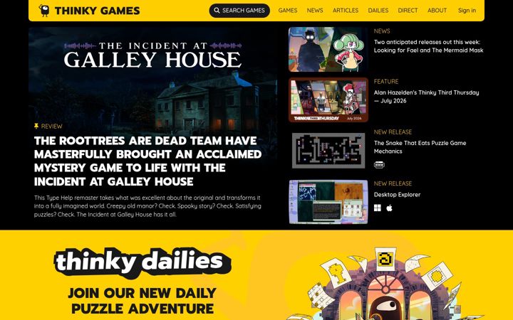 Screenshot of thinkygames.com
