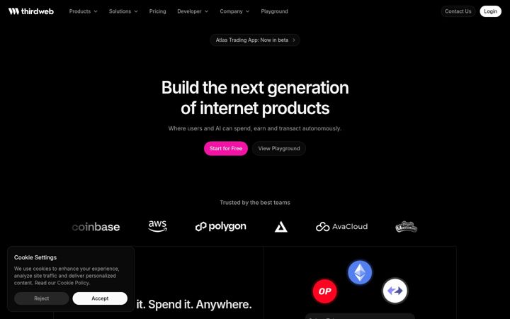 Captura de ecrã de thirdweb.com