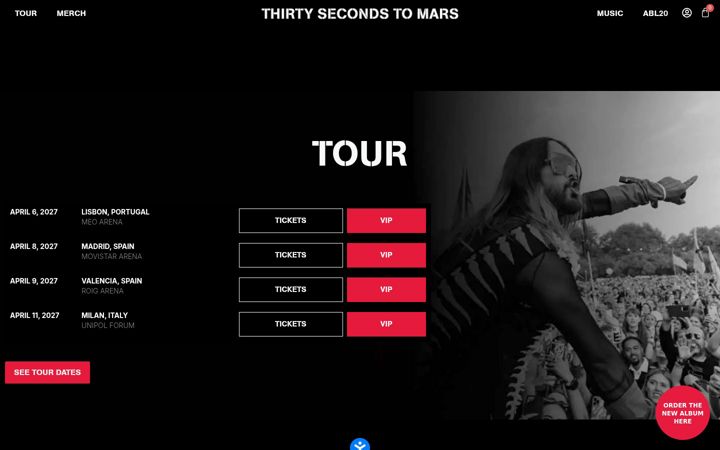Kuvakaappaus sivustosta thirtysecondstomars.com