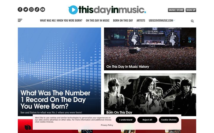 Screenshot of thisdayinmusic.com