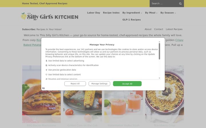 Screenshot of thissillygirlskitchen.com
