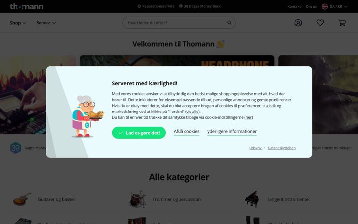 Screenshot of thomann.dk
