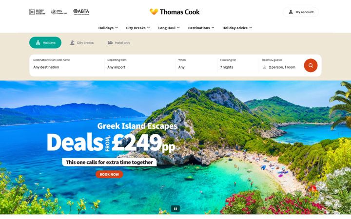Képernyőkép: thomascook.com
