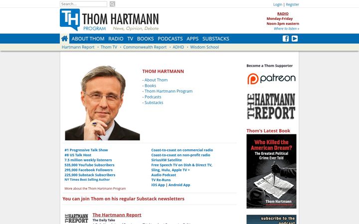 Screenshot of thomhartmann.com