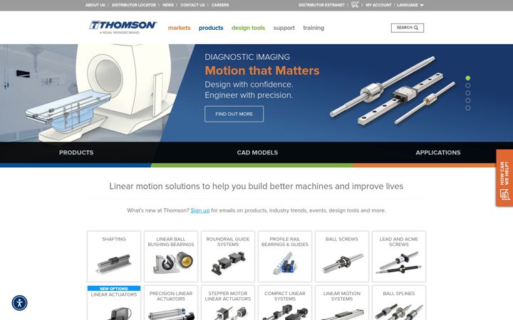 Екранна снимка на thomsonlinear.com