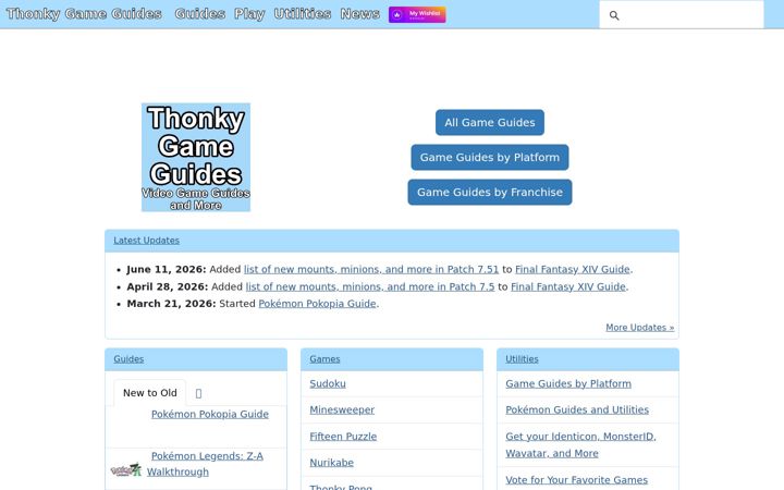 Screenshot of thonky.com