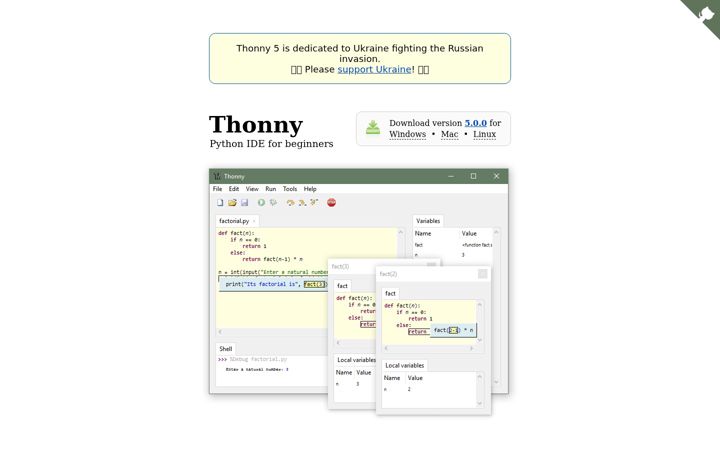 Screenshot of thonny.org