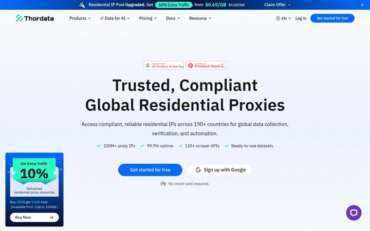 Screenshot of thordata.com