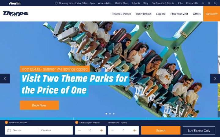 Screenshot of thorpepark.com