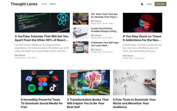 Screenshot of thoughtlanes.net
