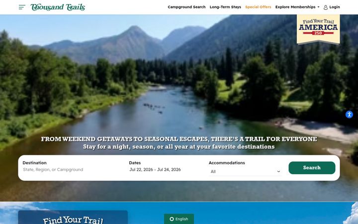 Screenshot of thousandtrails.com