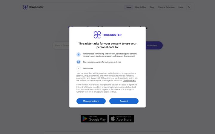 Screenshot of threadster.app