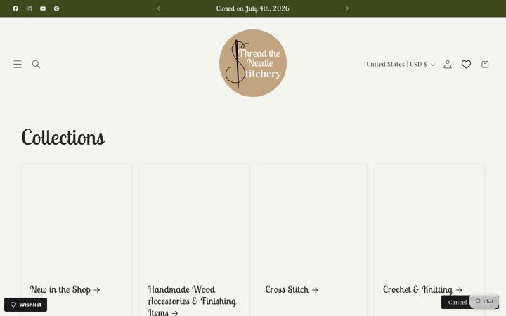 Screenshot of threadtheneedlestitchery.com