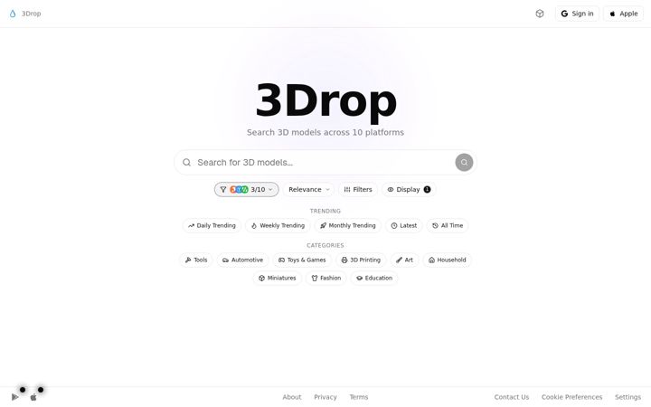 Snímek obrazovky three-drop.com
