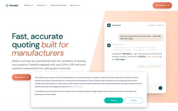 Screenshot of threekit.com