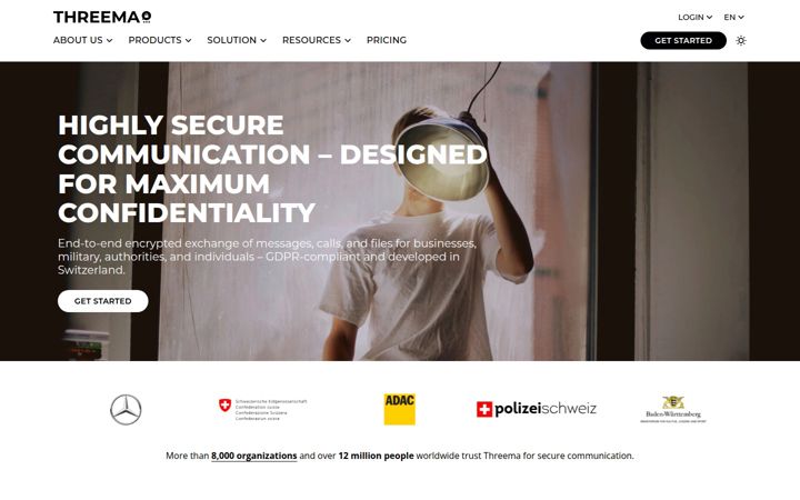Screenshot of threema.com