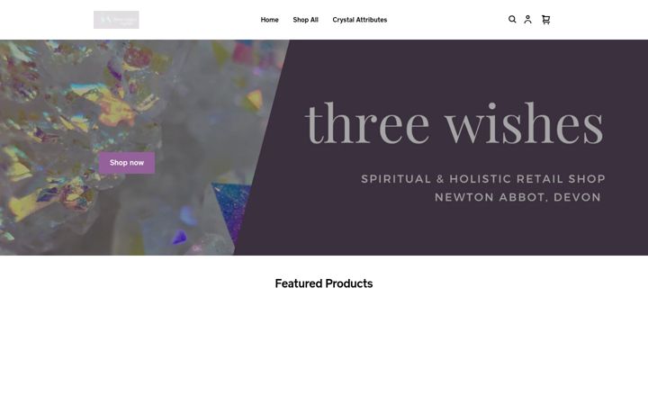 Captura de ecrã de threewishescrystals.co.uk