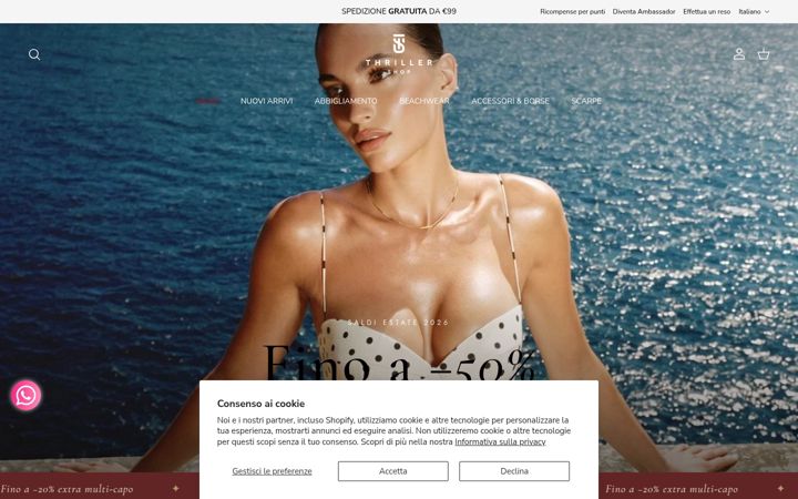 Screenshot of thrillershop.it