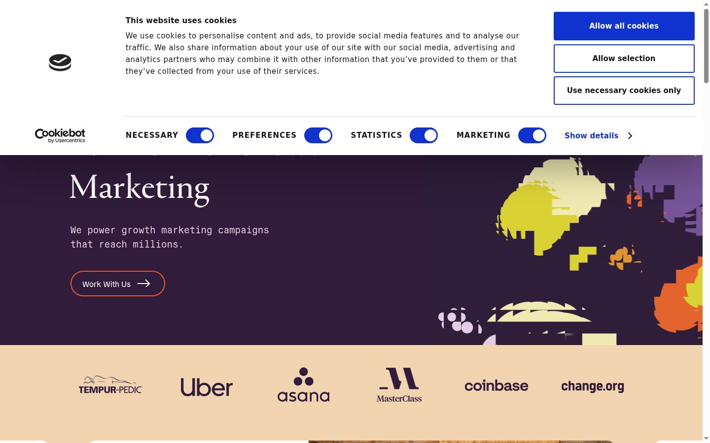 Screenshot of the consent banner shown before any interaction