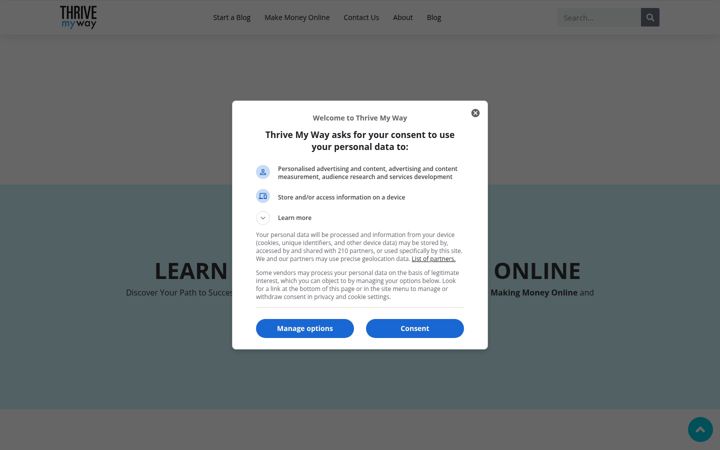 Screenshot of thrivemyway.com