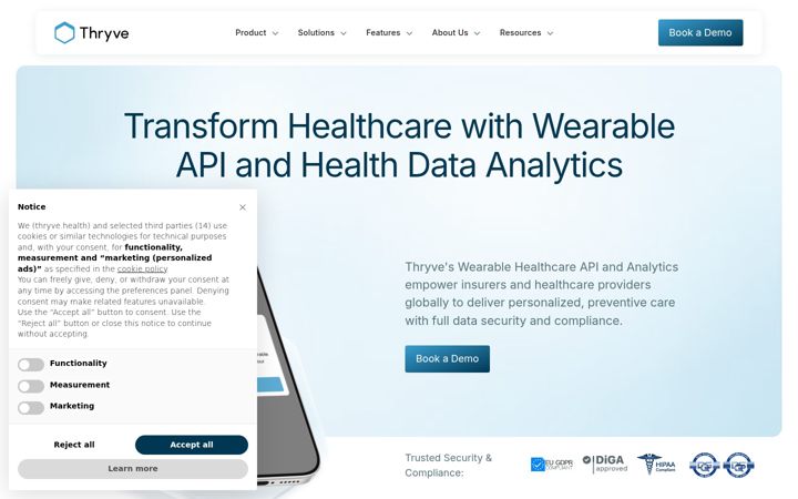 Screenshot of thryve.de