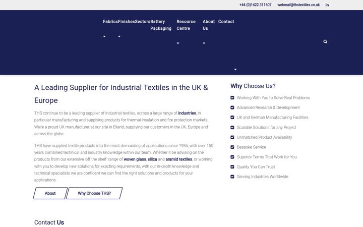 Screenshot of thstextiles.co.uk