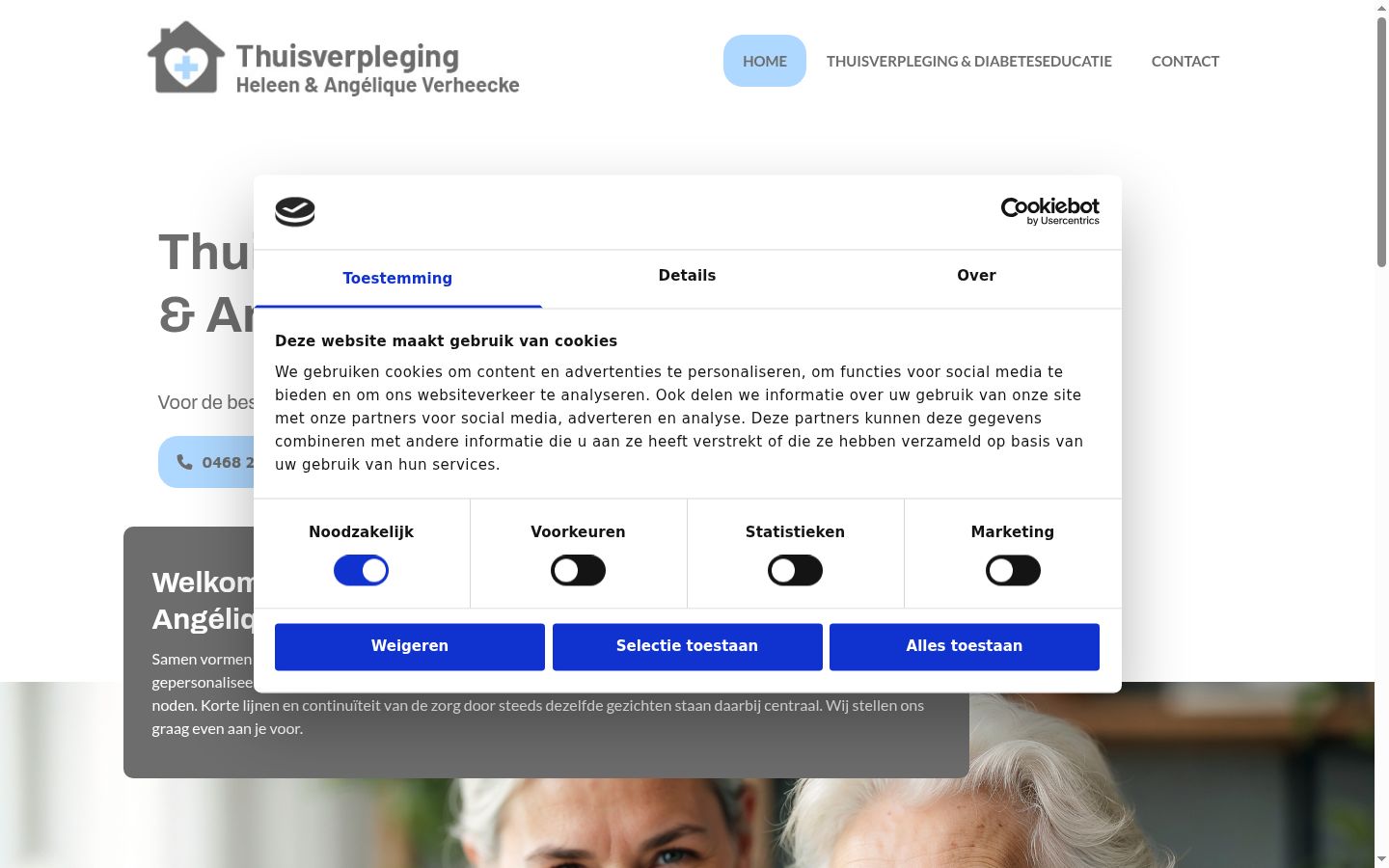 Screenshot del banner di consenso mostrato prima di qualsiasi interazione