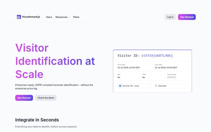 Screenshot of thumbmarkjs.com
