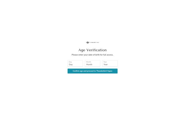 Screenshot of thunderbirdvapes.com