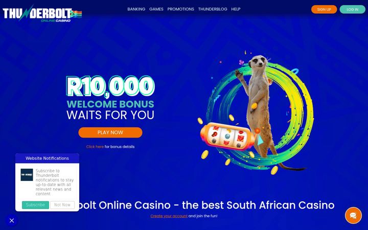 Screenshot of thunderboltcasino.com