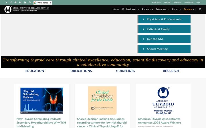 Screenshot of thyroid.org