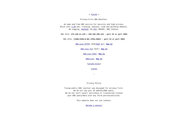 Screenshot of tiarap.org