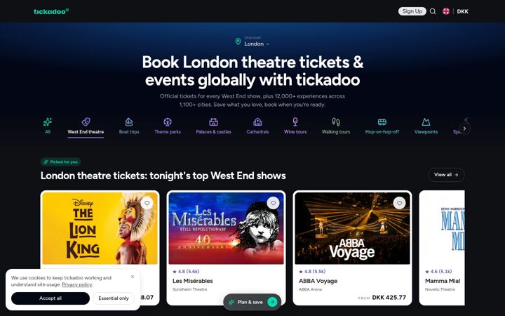 Screenshot of tickadoo.com