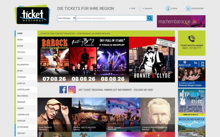 Screenshot of ticket-regional.de
