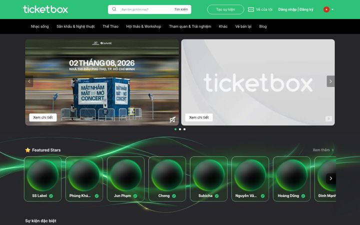 Screenshot of ticketbox.vn
