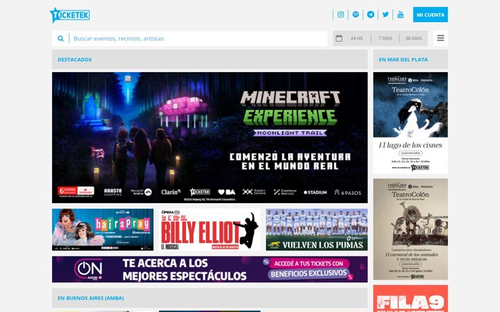 Screenshot of ticketek.com.ar
