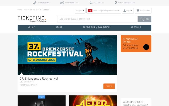 Screenshot of ticketino.com