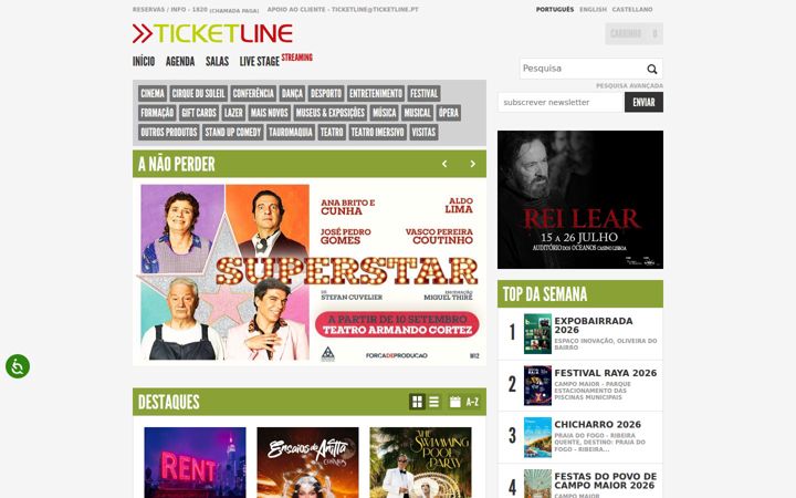 Screenshot of ticketline.pt