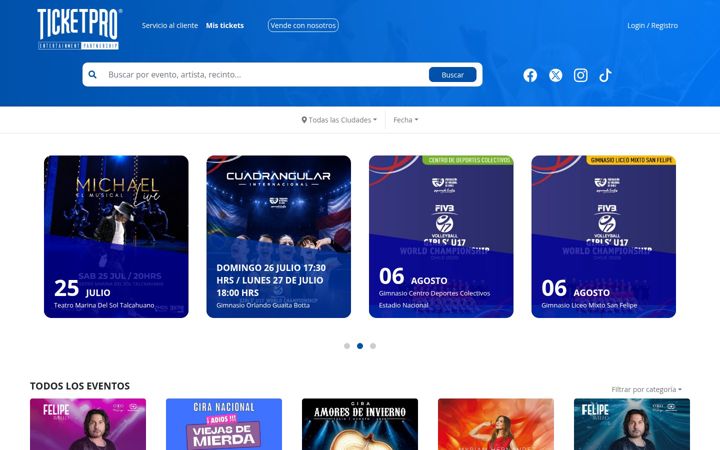 Screenshot of ticketpro.cl