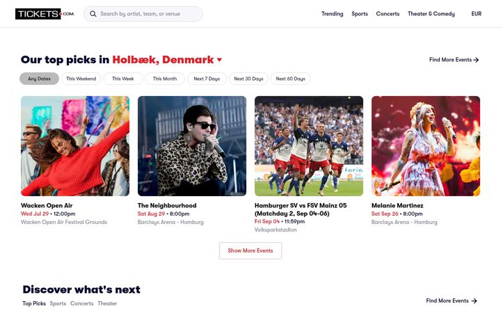 Screenshot stránky tickets.com