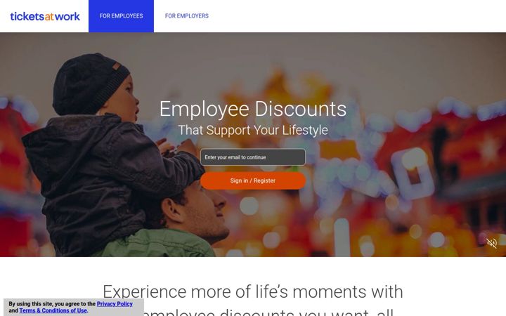 Skjámynd af ticketsatwork.com