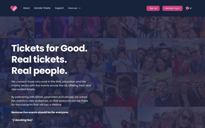 Screenshot of ticketsforgood.co.uk