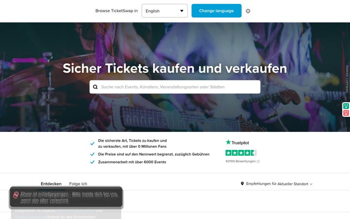 Screenshot of ticketswap.de
