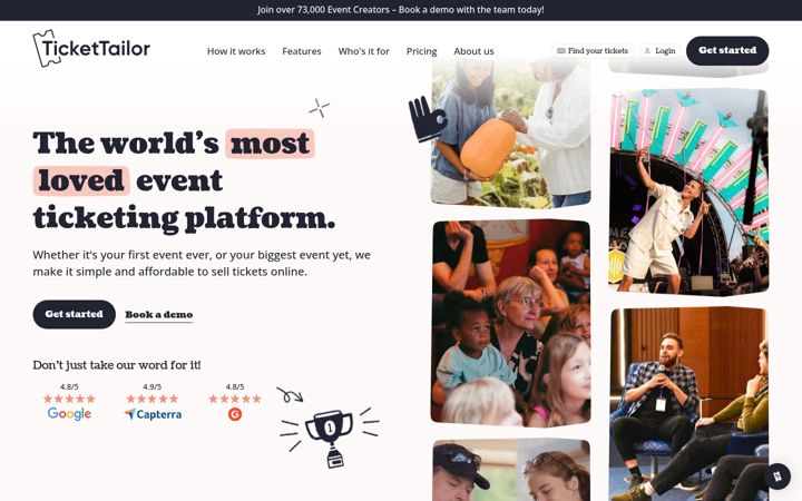 Screenshot ta' tickettailor.com